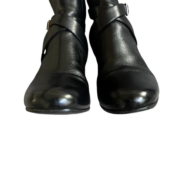 Saint Laurent Babies 90 Leather Cross Strap Ankle Boots Booties Black 38/ 8 - Picture 8 of 10